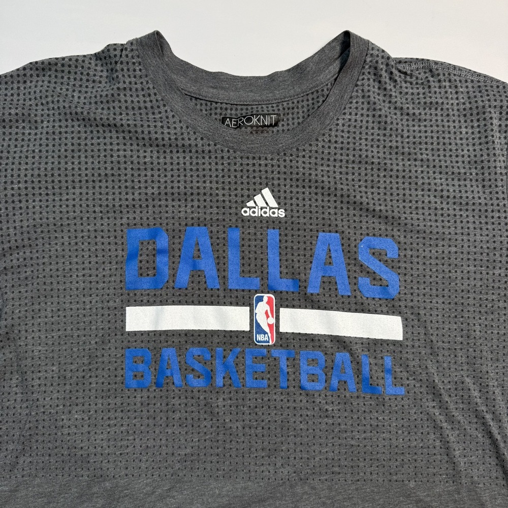 Dallas Mavericks Shirt Long Sleeve Mens 2XL Gray NBA Basketball Adidas Climacool